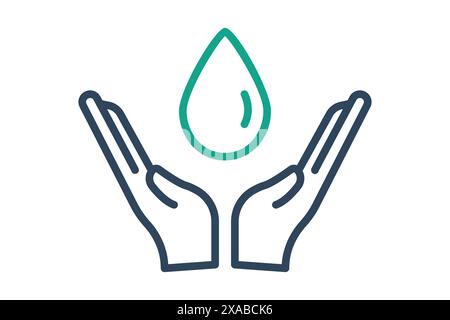 Save water icon. hand with water drop . icon related to conservation. line icon style. conservation elements vector illustration Stock Vector