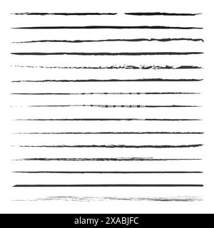 Grunge brush strokes. Black ink lines. Rough vector texture. Abstract elements. Stock Vector