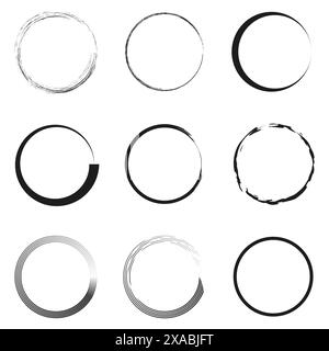 Abstract circle icons. Black and white. Artistic circular designs. Modern vector set. Stock Vector