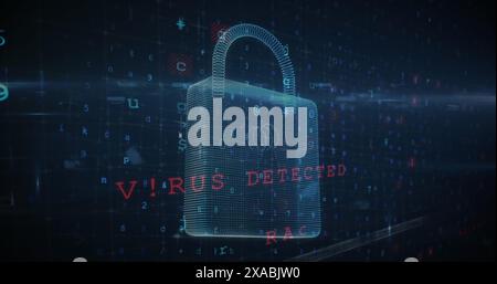 Image of numbers over online security padlock Stock Photo
