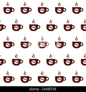 Coffee Cup Seamless Pattern, Restaurant Background Stock Vector