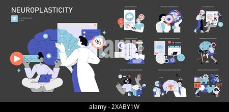 Neuroplasticity set. Brain development and cognitive enhancement ...