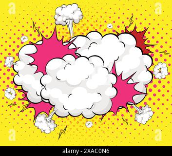 Colorful comic explosion with clouds and sparks Stock Vector