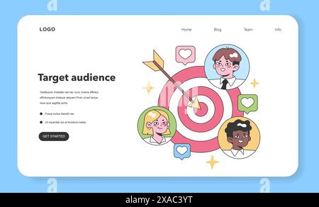Target audience concept. Dart hits the center of a vibrant target ...