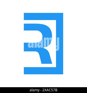 combination of square and R initial Letter logo design modern tech symbol icon vector graphic concept illustrations Stock Vector