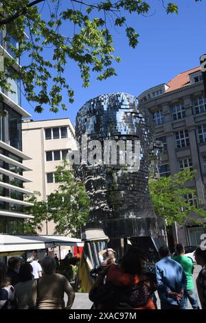 Prague /Czeck republic /14 MAY 2024/Secupture of Franz Kafka in center of prague czxech republic .    (Photo.Francis Joseph Dean/Dean Pictures) (Not for commercial use) Stock Photo