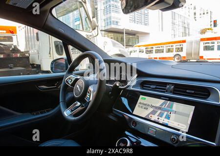 San Francisco, USA. 16th May, 2024. A driverless robot cab from Google's sister company Waymo is on the road. Credit: Andrej Sokolow/dpa/Alamy Live News Stock Photo