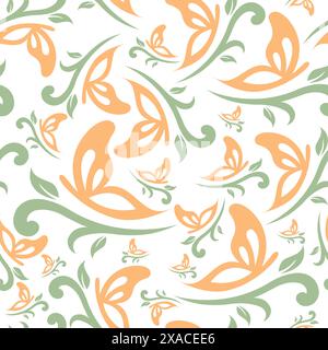 butterfly organic nature seamless pattern, butterfly wallpaper Stock Vector