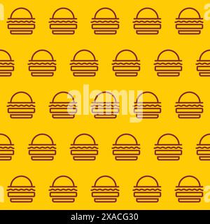 Burger Vector Illustration Seamless Pattern. food background Stock Vector