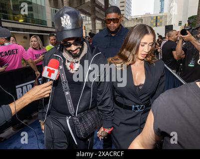 MIAMI, FLORIDA - JUNE 05: Anuel AA and Laury Saaverda attend the 'Bad Boys: Ride Or Die' Miami Screening  on June 05, 2024 in Miami, Florida.  (Photo by Alberto E. Tamargo/Sipa USA) Stock Photo