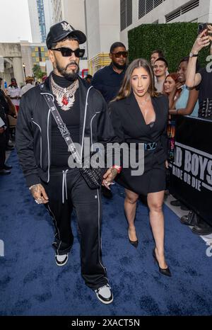 MIAMI, FLORIDA - JUNE 05: Anuel AA and Laury Saaverda attend the 'Bad Boys: Ride Or Die' Miami Screening  on June 05, 2024 in Miami, Florida.  (Photo by Alberto E. Tamargo/Sipa USA) Stock Photo