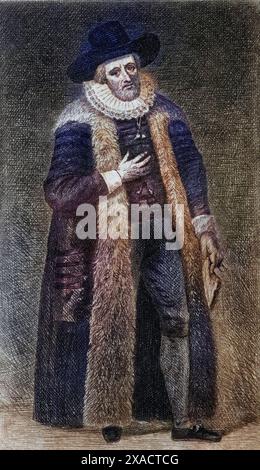Edward Alleyn (geb. 1. September 1566 in London, gest. 25. November 1626 ebenda) war einer der beruehmtesten Schauspieler zu Zeiten William Shakespeares, Historisch, digital restaurierte Reproduktion von einer Vorlage aus dem 19. Jahrhundert, Record date not stated, Stock Photo