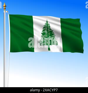 Norfolk Island waving flag, state and territory, Australia, oceania, vector illustration Stock Vector