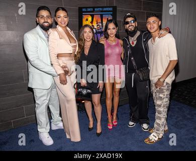 Miami, United States Of America. 05th June, 2024. MIAMI, FLORIDA - JUNE 05: DJ Luian, Zuleyka Rivera, Laury Saavedra, Natti Natacha, Anuel AA and Raphy Pina Jr. attend the 'Bad Boys: Ride Or Die' Miami Screening on June 05, 2024 in Miami, Florida. (Photo by Alberto E. Tamargo/Sipa USA) Credit: Sipa USA/Alamy Live News Stock Photo