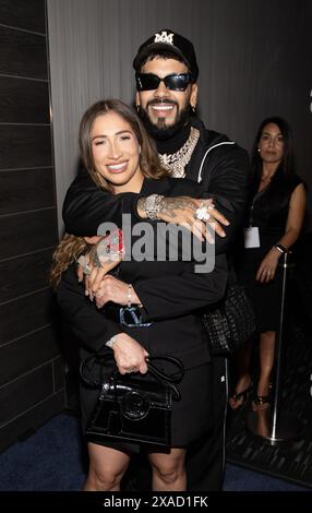 MIAMI, FLORIDA - JUNE 05: Laury Saavedra and Anuel AA  attend the 'Bad Boys: Ride Or Die' Miami Screening on June 05, 2024 in Miami, Florida.  (Photo by Alberto E. Tamargo/Sipa USA) Stock Photo