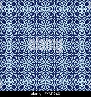 Beautiful seamless retro background with blue abstract pattern Stock Vector