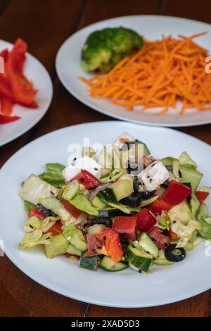 Broccoli salad with vegetables and feta cheese Stock Photo - Alamy