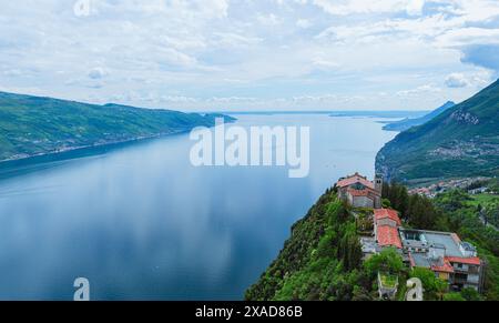 The Sanctuary of Madonna di MonteCastello, on the lake garda, during a spring day. Stock Photo