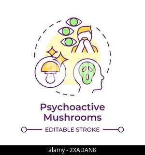 Psychoactive mushrooms multi color concept icon Stock Vector