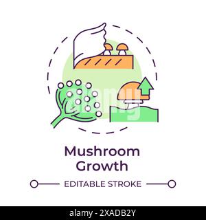 Mushroom growth multi color concept icon Stock Vector