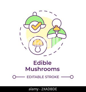 Edible mushrooms multi color concept icon Stock Vector