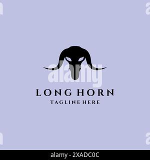 long horn farm logo vintage vector symbol illustration design, buffalo bull longhorn logo Stock Vector