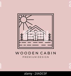 cabin linear logo, icon and symbol, vector illustration design Stock Vector