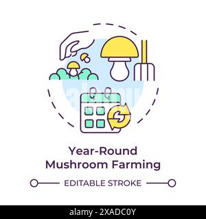 Year-round mushroom farming multi color concept icon Stock Vector
