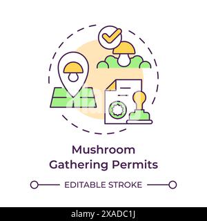 Mushroom gathering permits multi color concept icon Stock Vector