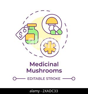 Medicinal mushrooms multi color concept icon Stock Vector