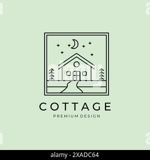 line art cottage village logo vector illustration Stock Vector