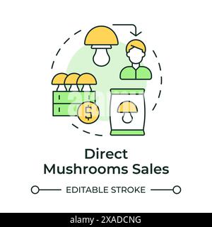Direct mushroom sales multi color concept icon Stock Vector