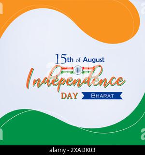 15 august Indian independence day text card Stock Vector