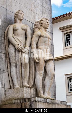 University of Coimbra courtyard, former Royal Palace at Coimbra in Portugal Stock Photo