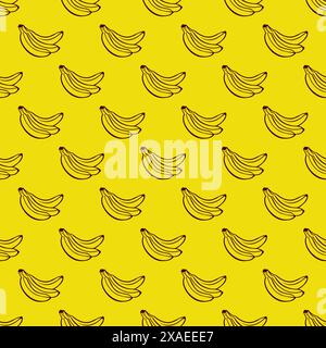 Bananas seamless pattern. banana hand drawing vector Stock Vector
