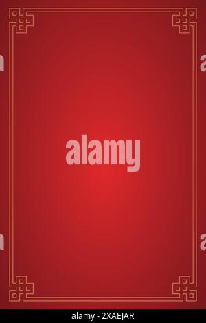 Red frame with gold thin border, template for Chinese New Year, greeting cards vector Stock Vector