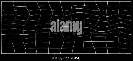 distorted vertical grid pattern, flower text pattern.  Stock Vector
