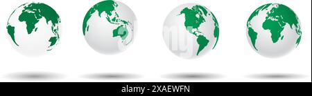 World maps realistic with shadow on transparent background. Stock Vector