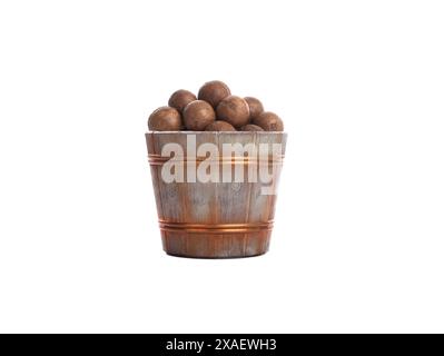 bucket with macadamia isolated on white background Stock Photo