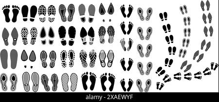 Different human footprints icons Set Vector  Stock Vector
