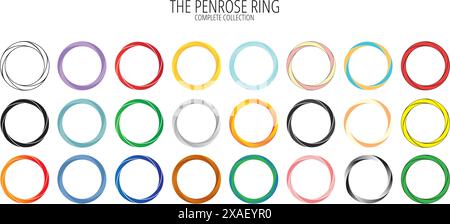 Penrose impossible Ring collection on white Stock Vector