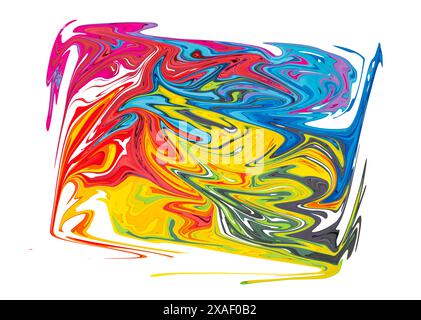 seven colors mixed together on a white background Stock Photo