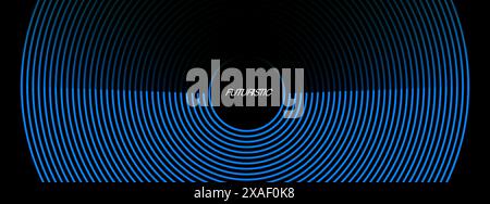 3D blue techno abstract background overlap layer on dark space with circle stripes shape decoration.  Stock Vector