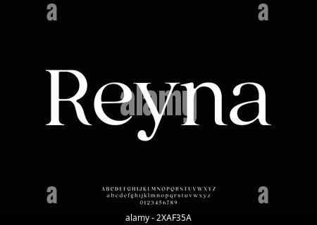 Elegant humanist serif alphabet display font vector illustration Stock Vector