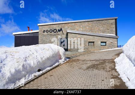 Zooom science museum and visitor center housing an exhibition about the Matterhorn at the summit of the Gornergrat in the Swiss Alps, Canton of Valais Stock Photo