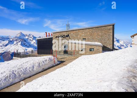 Zooom science museum and visitor center housing an exhibition about the Matterhorn at the summit of the Gornergrat in the Swiss Alps, Canton of Valais Stock Photo