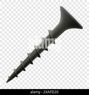 Wood screw isolated on transparent background. Realistic 3d Vector illustration Stock Vector