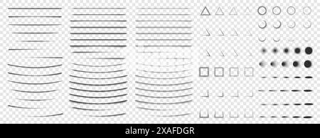 Set of Shadows with soft edges isolated on transparent background. Realistic vector paper shadow effect. Element for advertising and promo web banner. Stock Vector