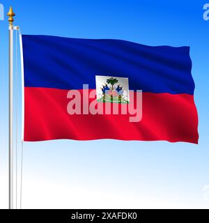 Haiti, official national waving flag, central american country, vector illustration Stock Vector
