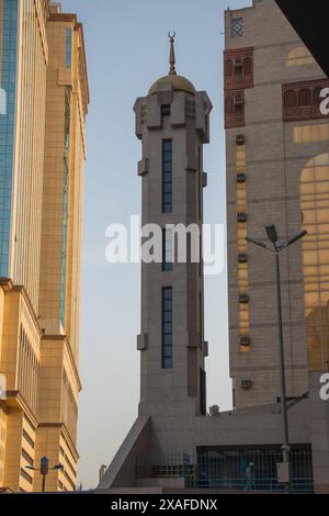 Minaret of the Mosque of the Jinn in Mecca city Stock Photo